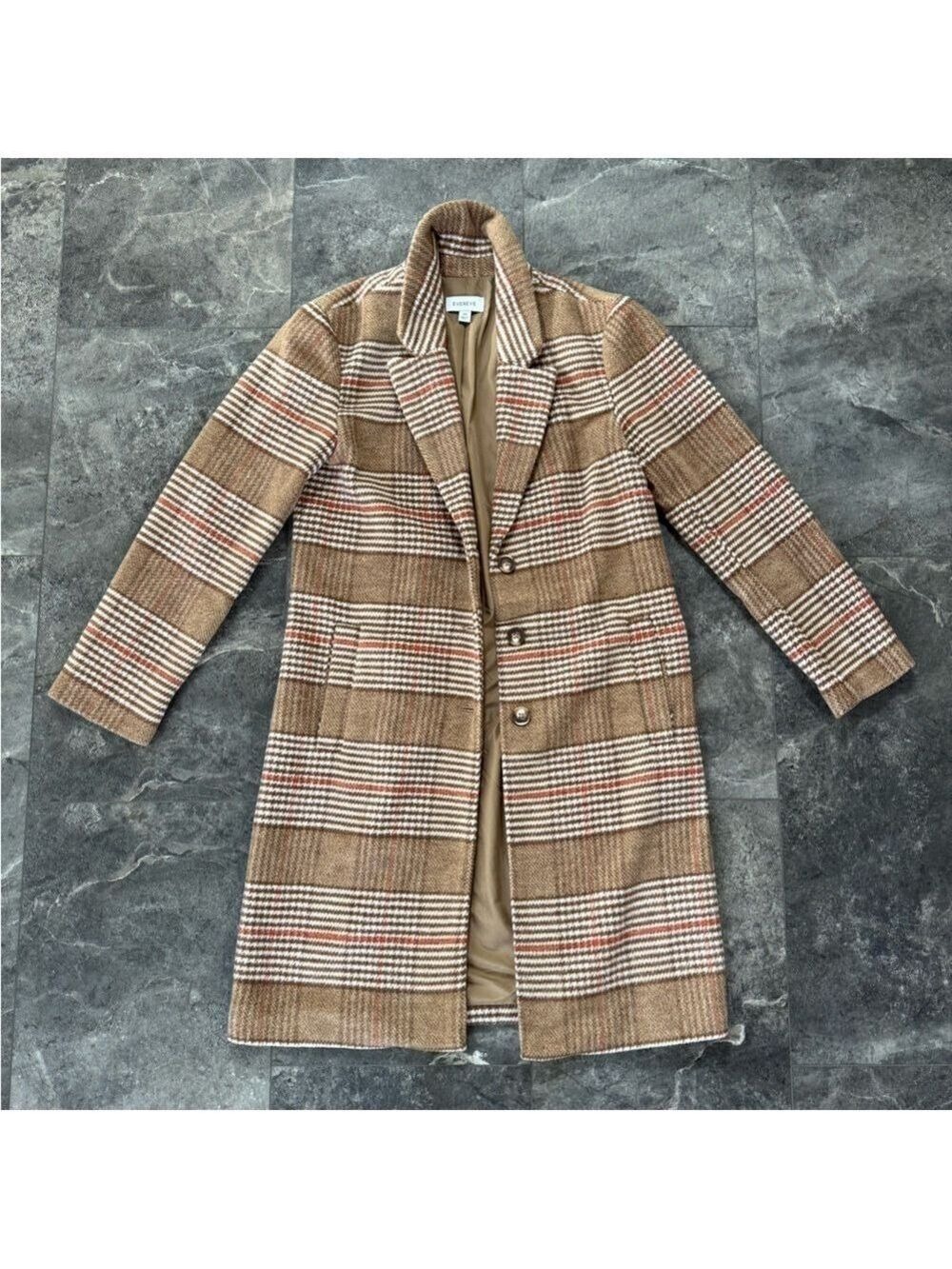 Evereve Rose Coat Brown Heavy Pea Coat Size XS NWOT